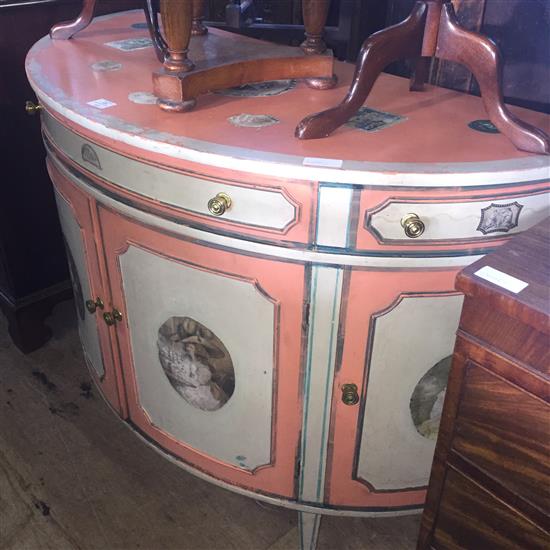 Painted demi lune cabinet